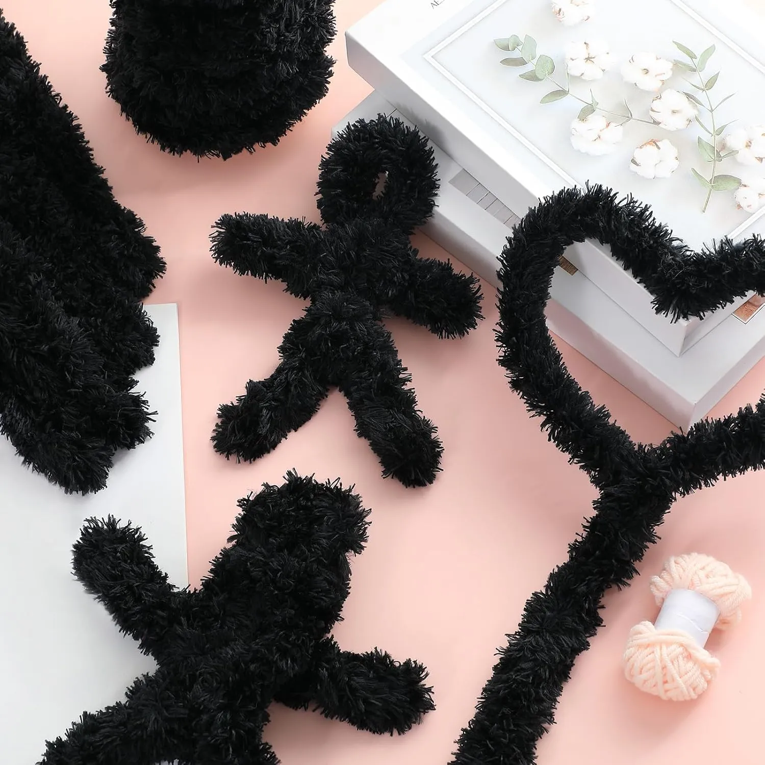 Teenyyou 24 Pcs 30mm x 39.37 Inch Extra Thick Jumbo Pipe Cleaners Bulk Giant Fur Fluffy Pipe Cleaners Chenille Stems Craft Supplies for St. Patrick Easter Gifts DIY Project(Black)