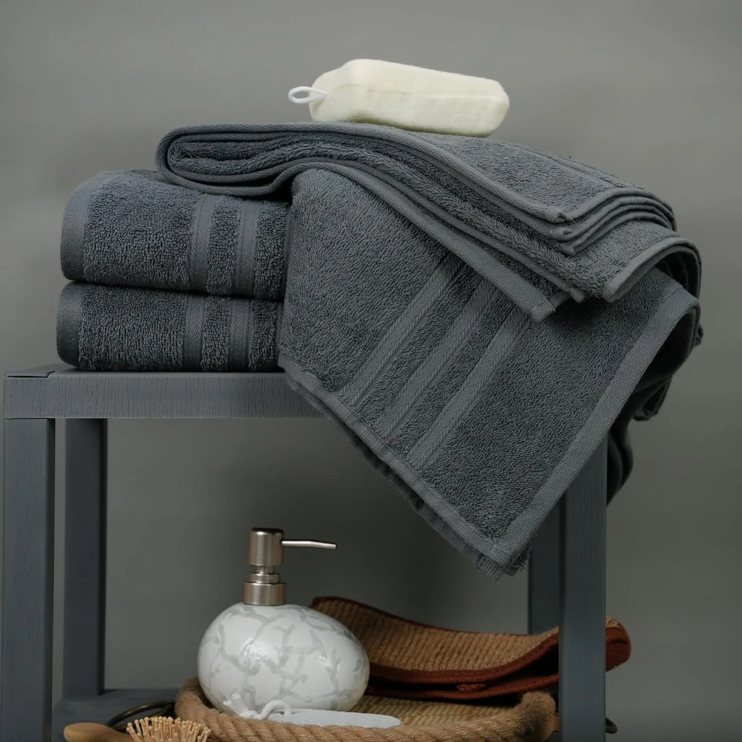 Tens Towels Pack of 4 Soft Bath Towels, 100% Cotton, 27 x 54 Inches, Lightweight & Quick-Dry, Ideal for Daily Bathroom Use, Practical & Comfortable, Dark Grey
