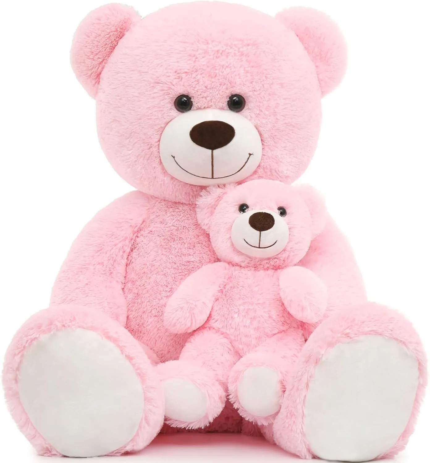 Tezituor Giant Stuffed Animal 39in, Large Teddy with Baby, Big Stuffed Bear for Kids, Girlfriend on Valentine, Christmas, Baby Shower, Pink