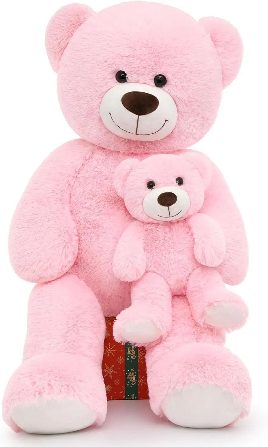 Tezituor Giant Stuffed Animal 39in, Large Teddy with Baby, Big Stuffed Bear for Kids, Girlfriend on Valentine, Christmas, Baby Shower, Pink