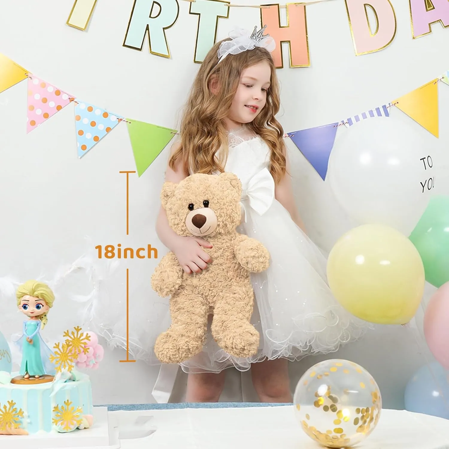Tezituor Small Teddy Bear Stuffed Animals, Cute 18inchTeddy Bear Plush Toys for Kids Girl Boy, Valentines Teddy Bear plushie Gift for Girlfriend Boyfriend Women Wife, Beige