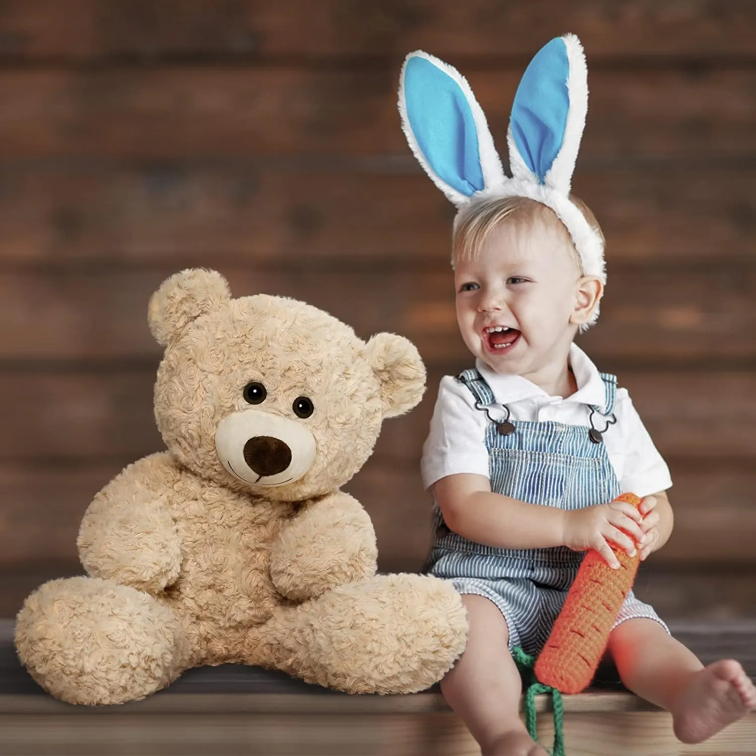 Tezituor Small Teddy Bear Stuffed Animals, Cute 18inchTeddy Bear Plush Toys for Kids Girl Boy, Valentines Teddy Bear plushie Gift for Girlfriend Boyfriend Women Wife, Beige