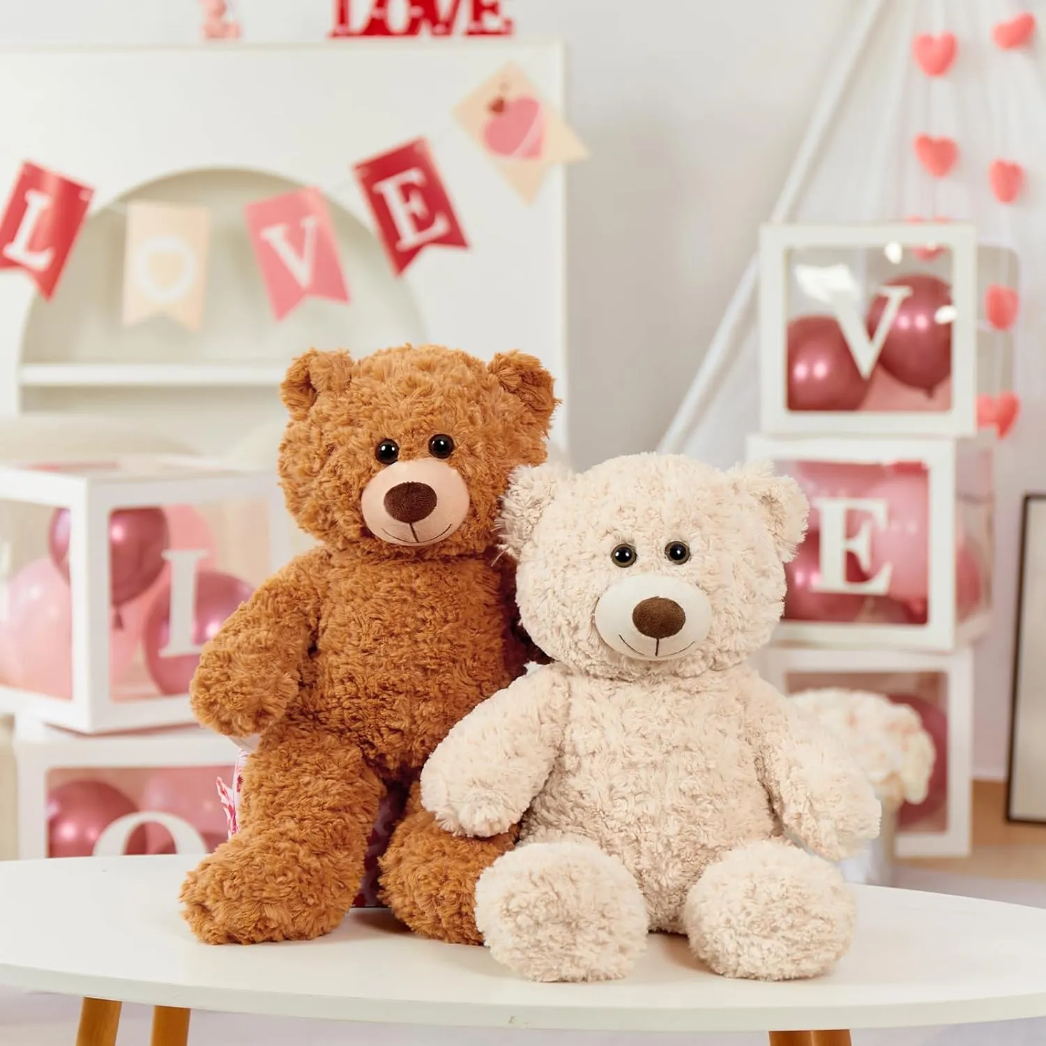 Tezituor Small Teddy Bear Stuffed Animals, Cute 18inchTeddy Bear Plush Toys for Kids Girl Boy, Valentines Teddy Bear plushie Gift for Girlfriend Boyfriend Women Wife, Beige