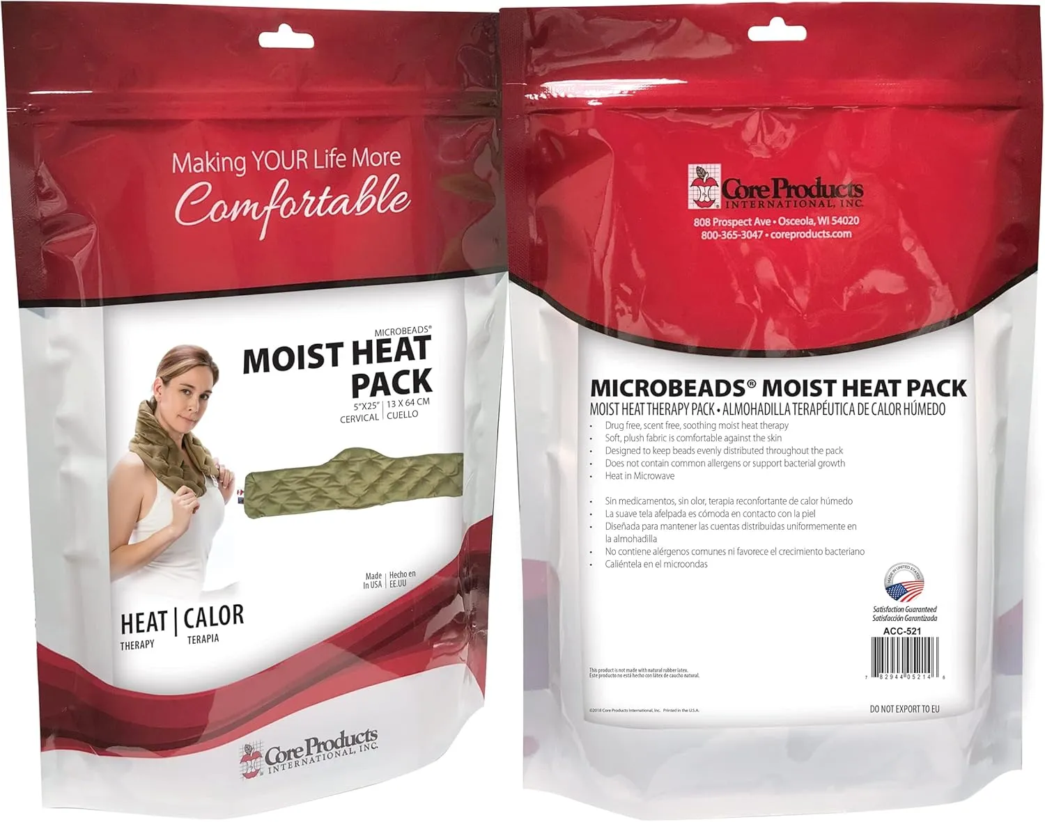 Thoughtful Holiday Gift; Core Products MicroBeads Moist Heat Therapy Pack (5" x 25"); Delivers targeted Moist Heat to Soothe Neck Pain-Perfect for Cozy Relief All Winter
