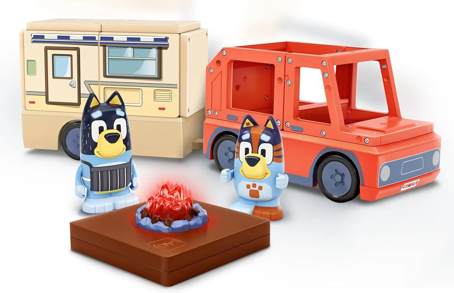 TILE TOWN Bluey Heeler Camper Magnetic Tile Set with Bluey and Bandit Figures, Interactive Construction Toy, Safe and Creative Magnet Tiles, Buildable Tile Sets for Kids 3  - Ecom Packaging