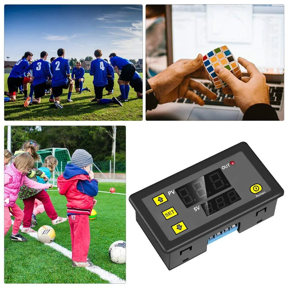 Timer Relay, Icstation DC 12V Time Delay Switch 10A Timer Switch Module Programmable Digital Time Cycle ON-Off Control 0-999s/min/h LED Display Time Relay Switch Module for Light Water Pump Engine
