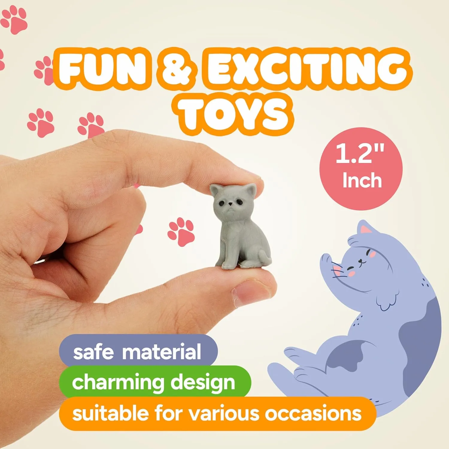 Tiny Dog and Cat Figurines for Kids - Small Animals Toys in Bulk - Little Pet Toys - Tiny Plastic Toys for Kids Classroom Prizes - 50 Pcs - Easter Gifts for Kids