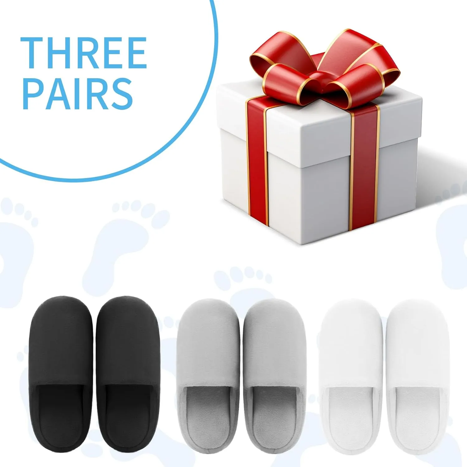 Tlizzz7 3 Pairs Cozy House Slippers - Memory Foam Indoor Bedroom Home Slippers for Women Men, House Slippers for Guests | Short Fuzzy Fluffy House Shoes | Travel Wedding Guest Hotel Spa Slippers |