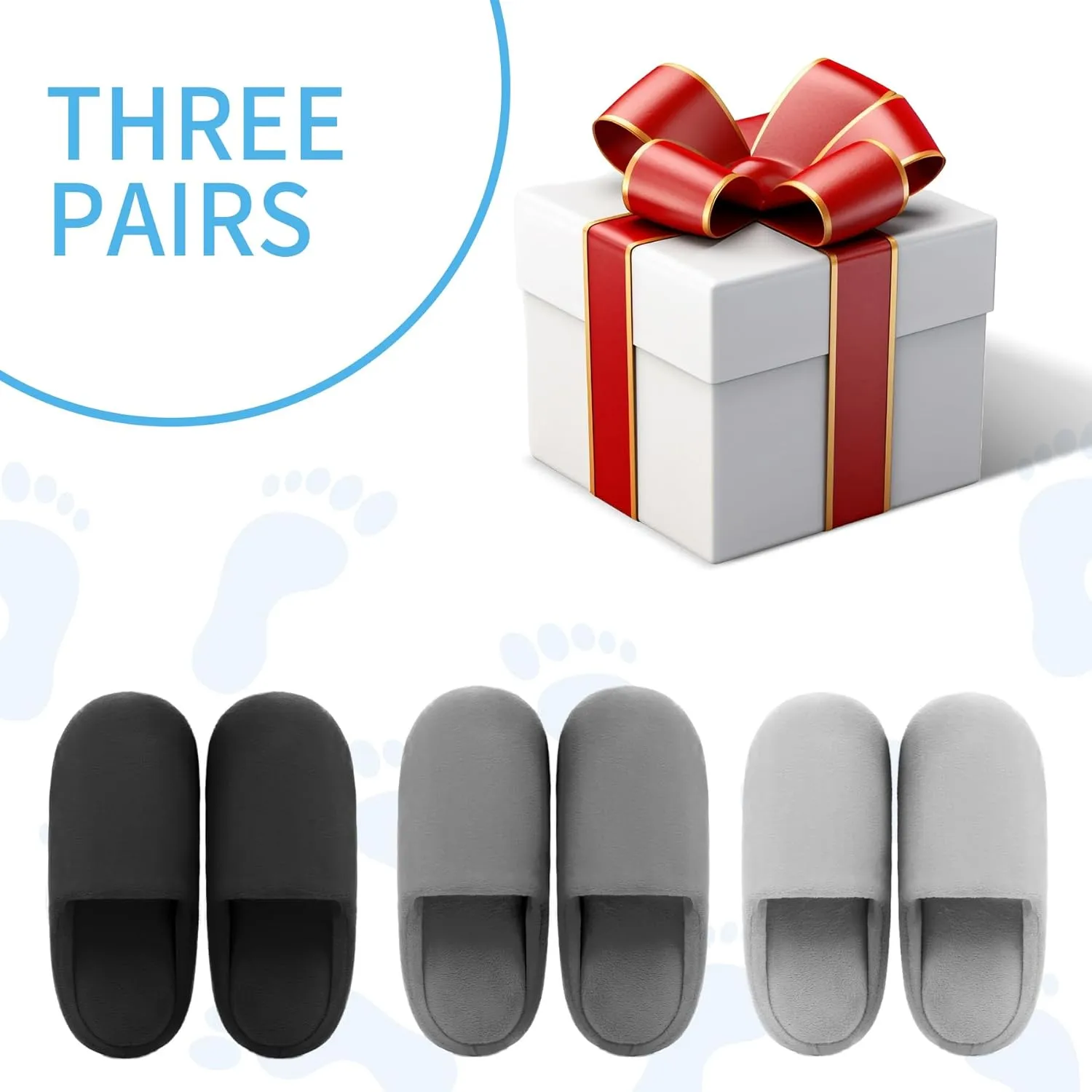 Tlizzz7 3 Pairs Cozy House Slippers - Memory Foam Indoor Bedroom Home Slippers for Women Men, House Slippers for Guests | Short Fuzzy Fluffy House Shoes | Travel Wedding Guest Hotel Spa Slippers |
