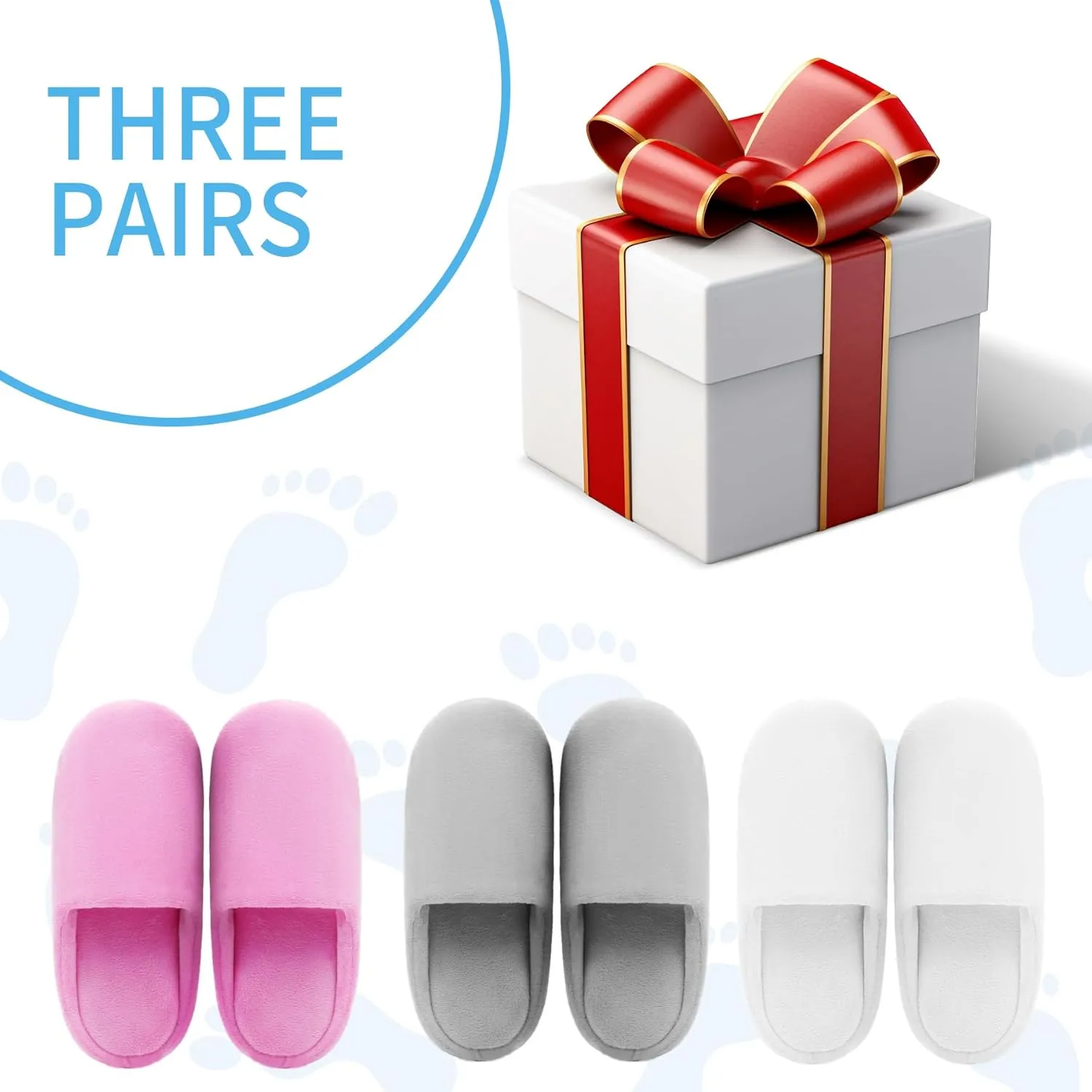 Tlizzz7 3 Pairs Cozy House Slippers - Memory Foam Indoor Bedroom Home Slippers for Women Men, House Slippers for Guests | Short Fuzzy Fluffy House Shoes | Travel Wedding Guest Hotel Spa Slippers |