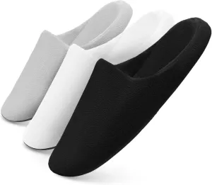 Tlizzz7 3 Pairs Cozy House Slippers - Memory Foam Indoor Bedroom Home Slippers for Women Men, House Slippers for Guests | Short Fuzzy Fluffy House Shoes | Travel Wedding Guest Hotel Spa Slippers |