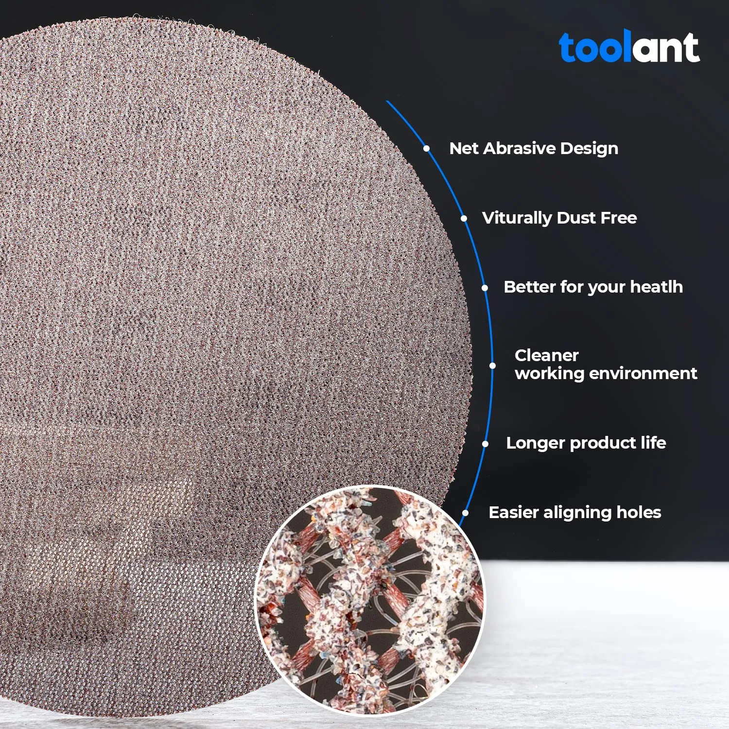 toolant Mesh Abrasive 9 inch Drywall Sander Sandpaper, Dust-Free Hook and Loop Drywall Sanding Disc (80 grit - 10pcs)