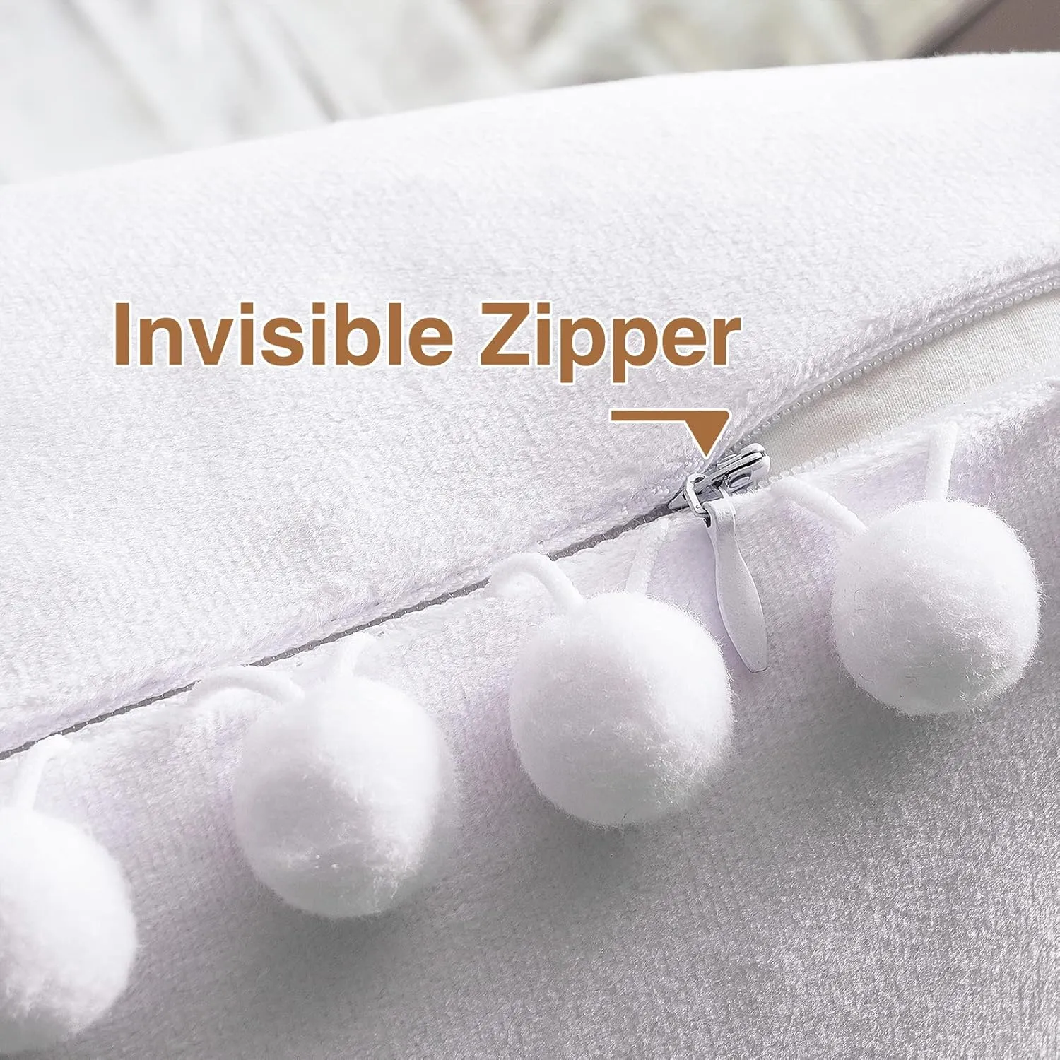 Top Finel Pack of 2 Decorative Throw Pillow Covers 20x20 Pure White Soft Velvet Couch Pillow Covers Square Cushion Covers with Tassels for Bedroom Living Room Car Modern Aesthetic Home Decor