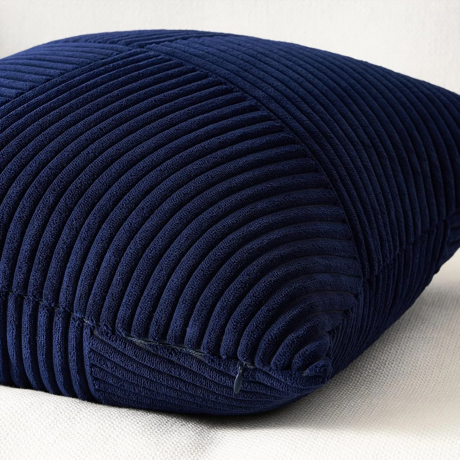 Topfinel Blue Throw Pillow Covers 20x20 Inch Soft Corduroy Decorative Pillow Covers Boho Stripe Textured Patchwork Fall House Decor Cushion Cases for Couch Sofa Bed,Blue