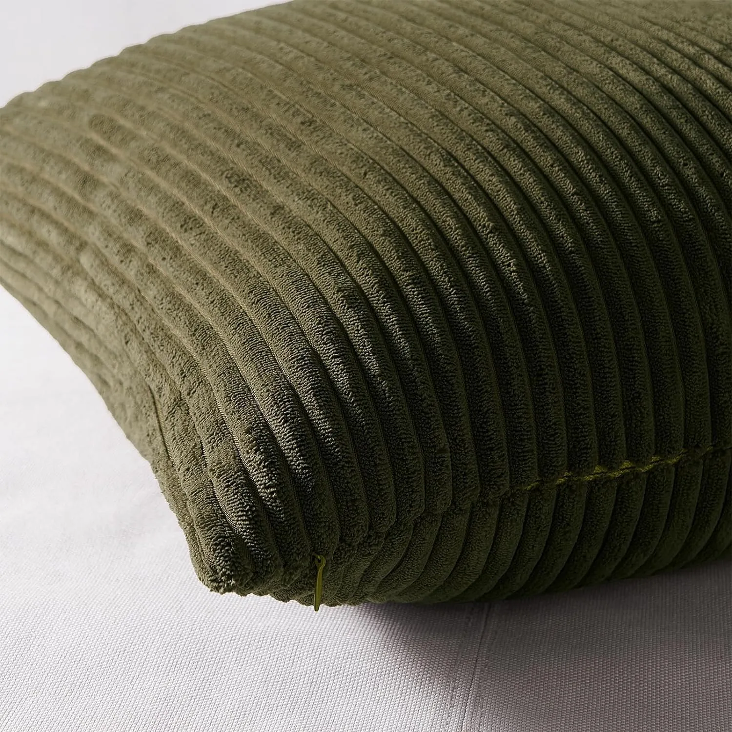 Topfinel Couch Throw Pillows Covers 18x18 Inch Set of 4,Olive Emerald Green Corduroy Decorative Cushion Case,Rustic Fun Living Room Decor fundas para cojines