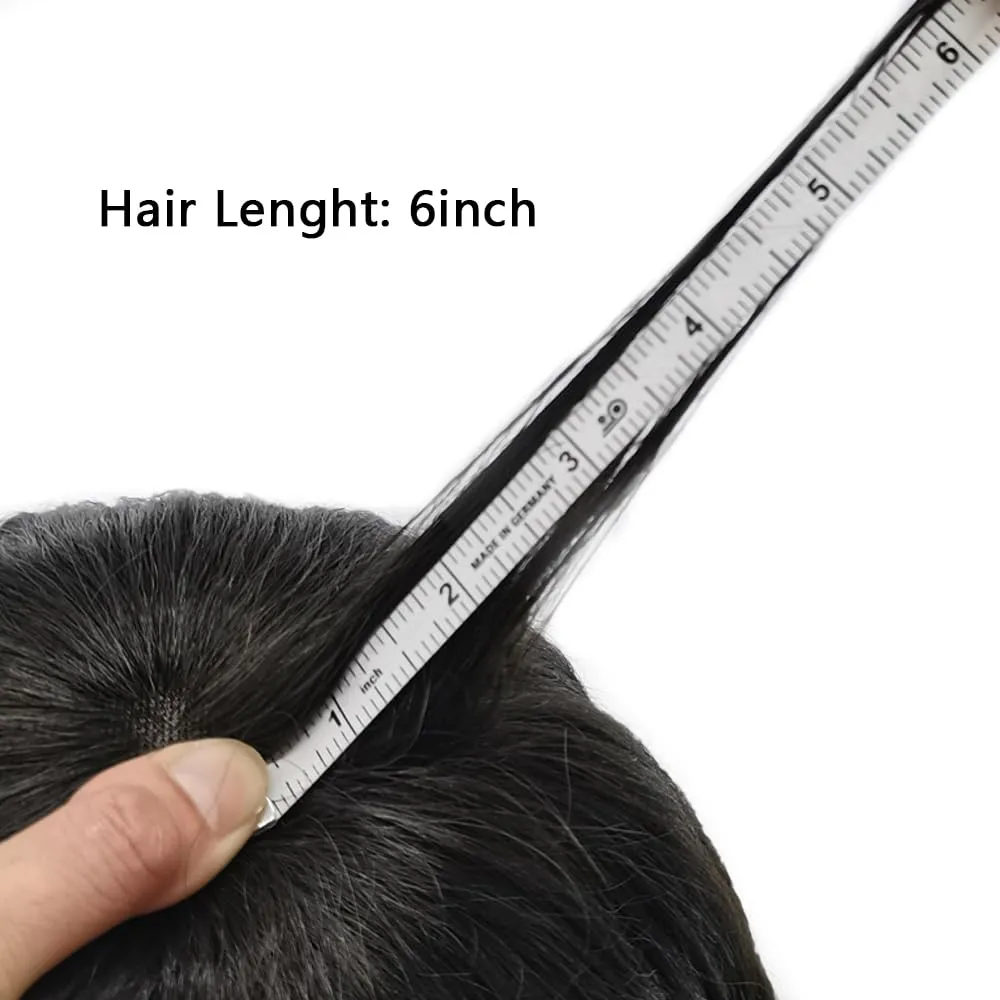 Toupee Hair Piece For Men Hair Replacement System Real Human Hair Fine Mono Toupee For Mens Hair Pieces Men Toupee Hairpiece For Men 7X9#1B Off Black 120% Density