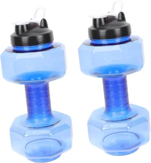 TOYANDONA 2Pcs Dumbbell Shape Water Bottles Portable Sports Fitness Hydration Capacity Durable Pe Material for Gym and Outdoor Activities