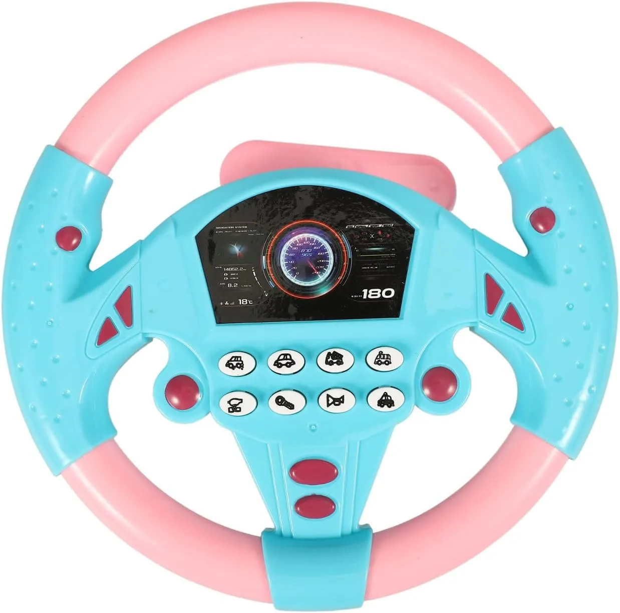TOYANDONA Steering Wheel Toy Plastic Toy Steering Wheel for Kids Simulated Driving Controller with Light and Music Electric Sounding Toy for Kids(Blue PVC Style No Battery)