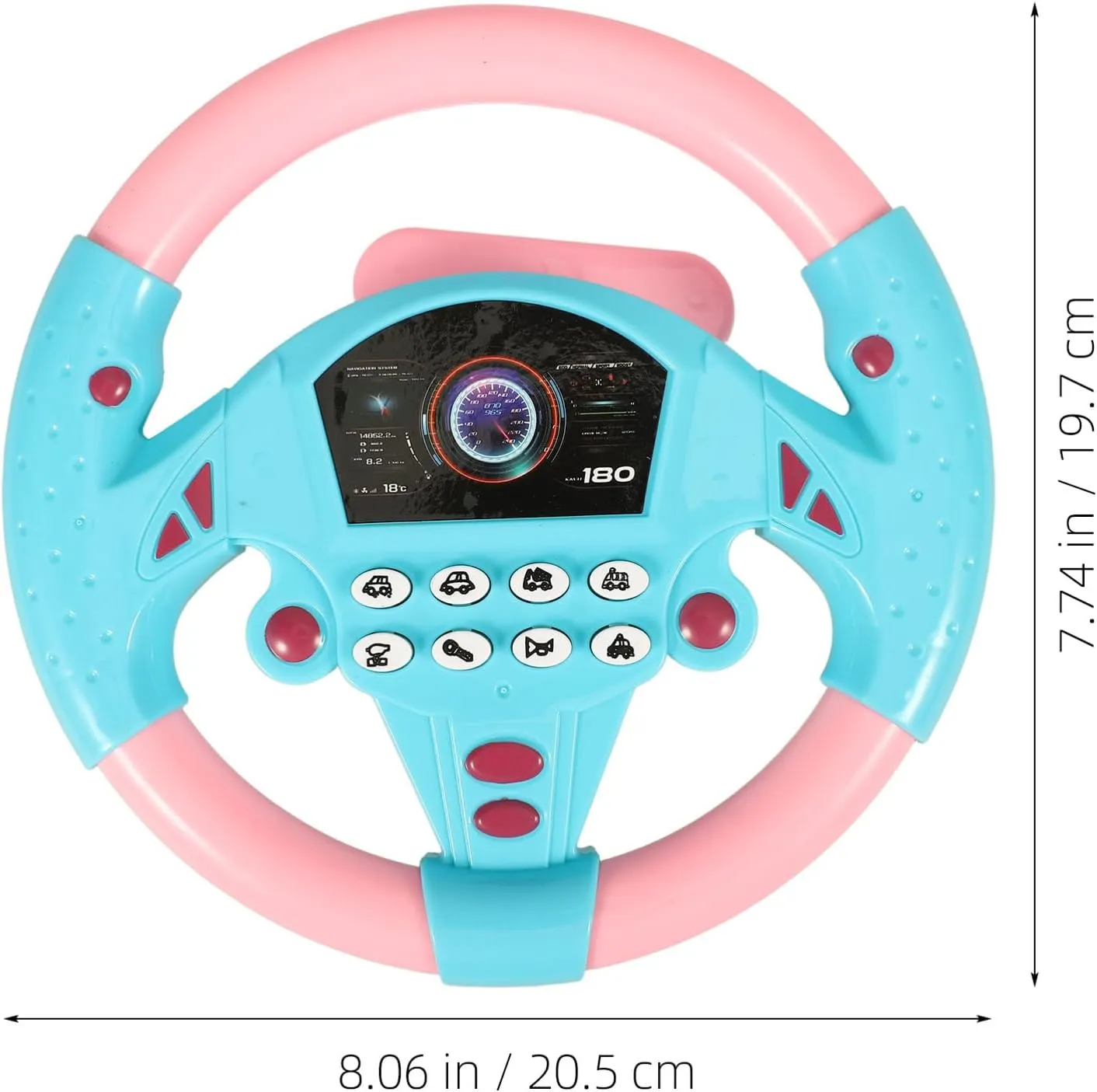 TOYANDONA Steering Wheel Toy Plastic Toy Steering Wheel for Kids Simulated Driving Controller with Light and Music Electric Sounding Toy for Kids(Blue PVC Style No Battery)