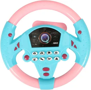 TOYANDONA Steering Wheel Toy Plastic Toy Steering Wheel for Kids Simulated Driving Controller with Light and Music Electric Sounding Toy for Kids(Blue PVC Style No Battery)