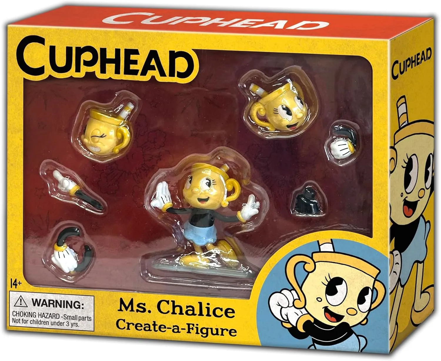 Toynk Cuphead Ms. Chalice Create-A-Figure 3-Inch Mini Adult Figure | Interchangeable Parts for Posing, Customization