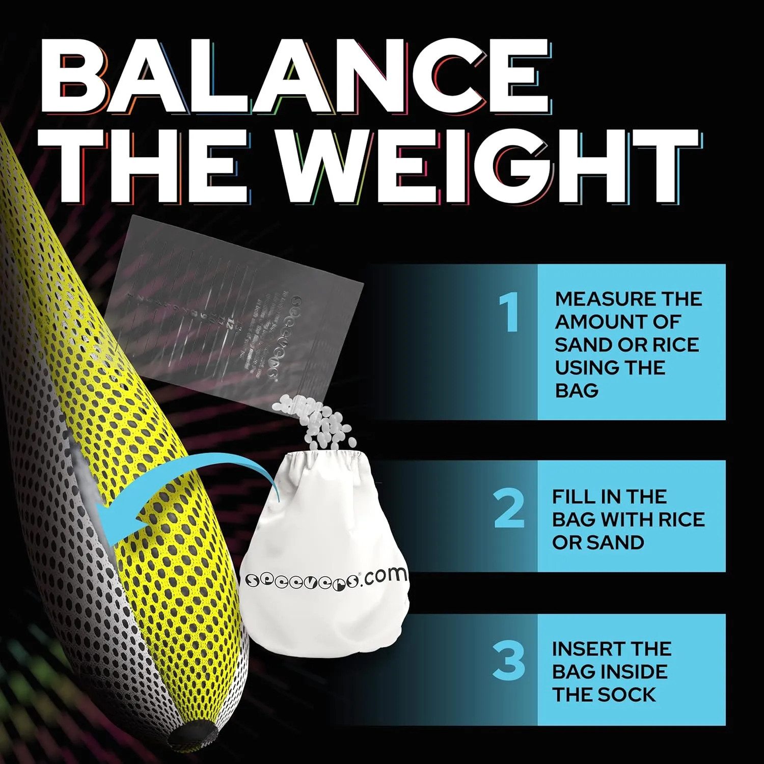 Training Sock Poi Set for Beginners and Professionals, Non Stretch Super Soft Net 5 Colors Available, LED Juggling Ball Props (White - Yellow)