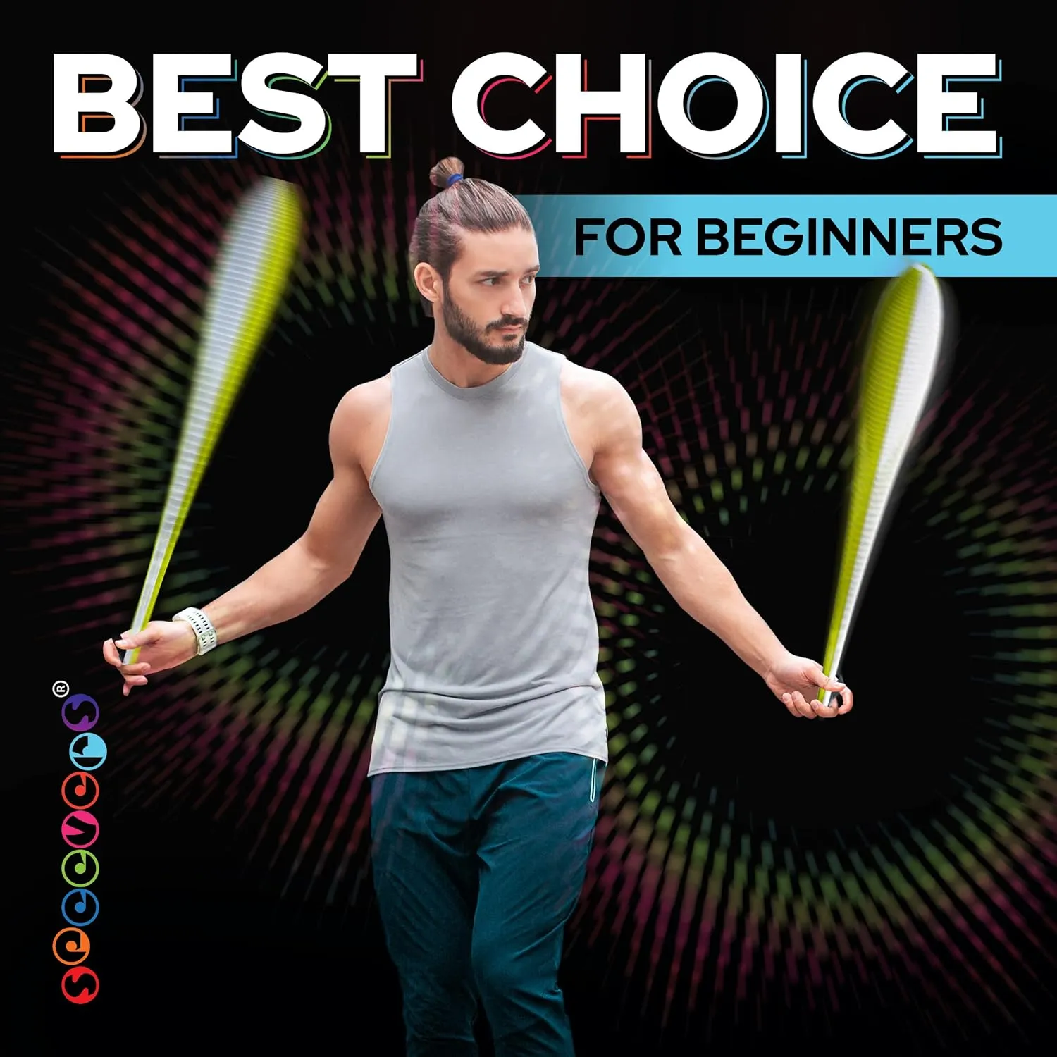 Training Sock Poi Set for Beginners and Professionals, Non Stretch Super Soft Net 5 Colors Available, LED Juggling Ball Props (White - Yellow)