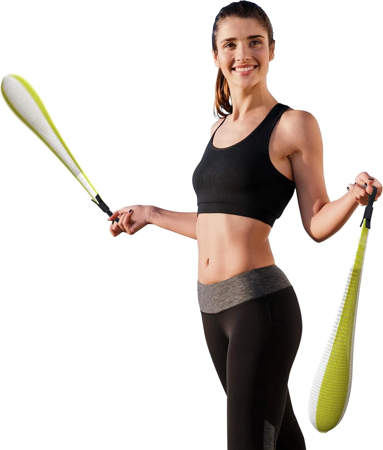 Training Sock Poi Set for Beginners and Professionals, Non Stretch Super Soft Net 5 Colors Available, LED Juggling Ball Props (White - Yellow)