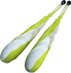 Training Sock Poi Set for Beginners and Professionals, Non Stretch Super Soft Net 5 Colors Available, LED Juggling Ball Props (White - Yellow)