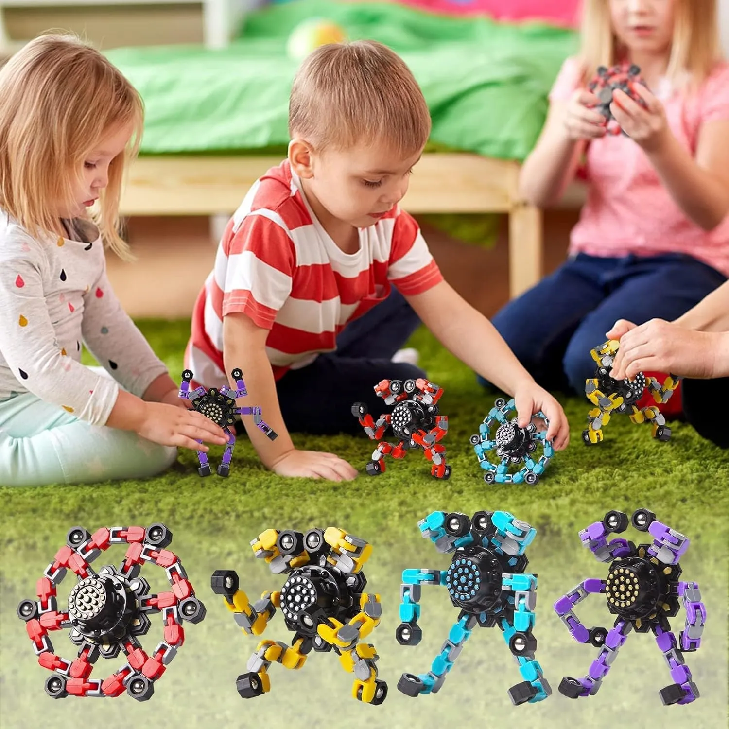 Transformable Fidget Spinners 32 Pcs for Kids and Adults Stress Relief Sensory Toys for Boys and Girls Fingertip Gyros for Classroom Party Favors for Kids Easter Basket Stuffers Gifts
