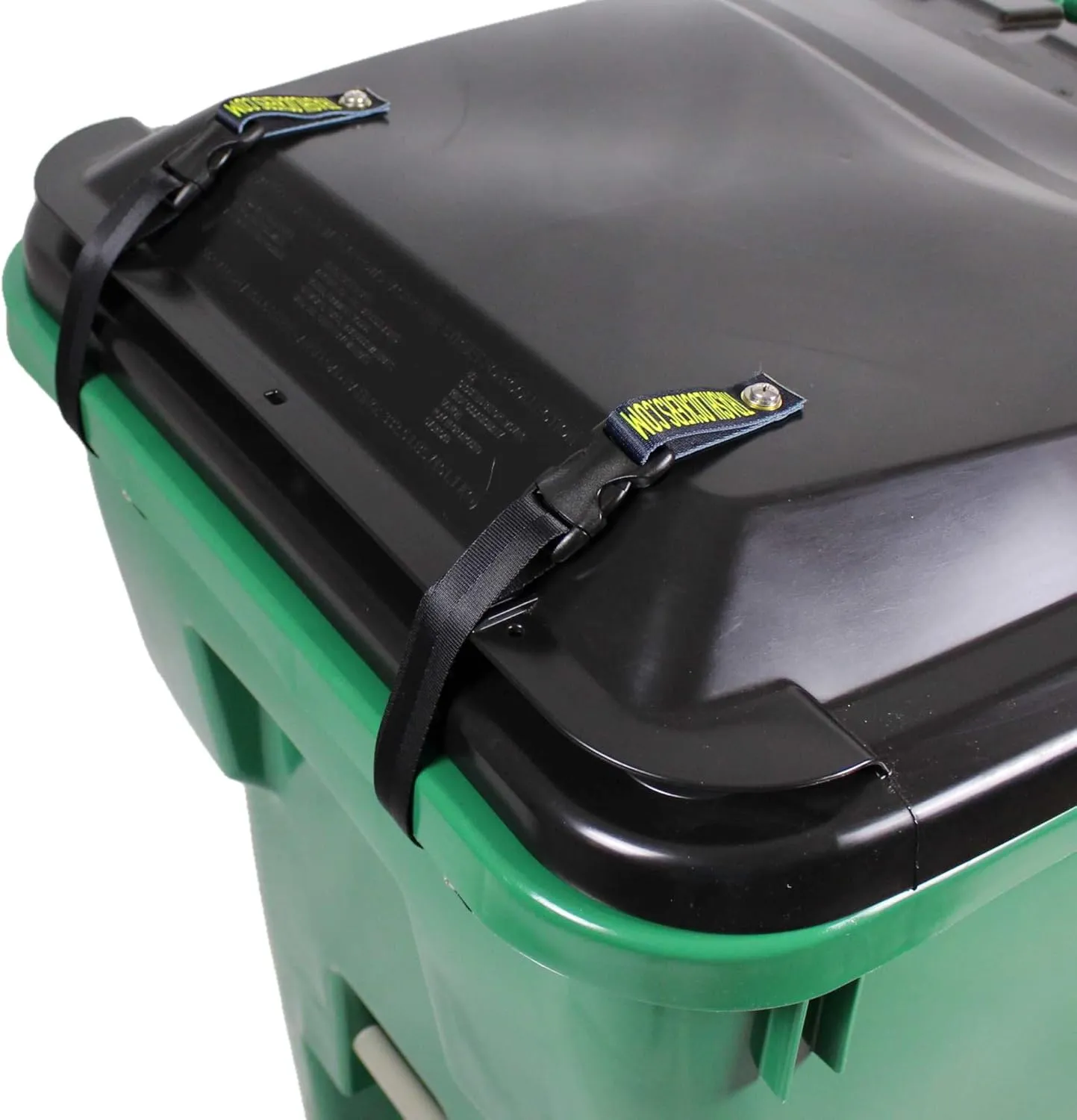 Trash Lock Original Two Strap Lid Lock, Very Secure, Deter Black Bears, Keep Raccoons, and Squirrels Out of Your Trash (Black, Original Two Strap)