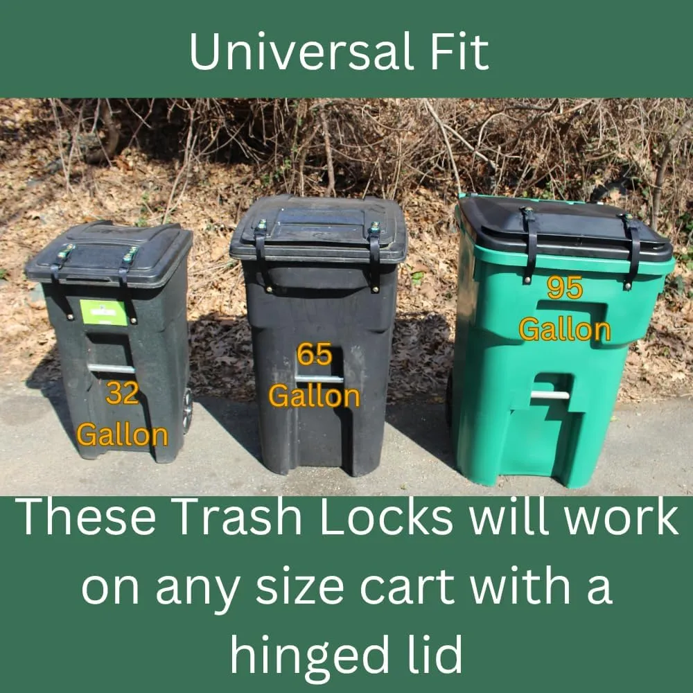 Trash Lock Original Two Strap Lid Lock, Very Secure, Deter Black Bears, Keep Raccoons, and Squirrels Out of Your Trash (Black, Original Two Strap)