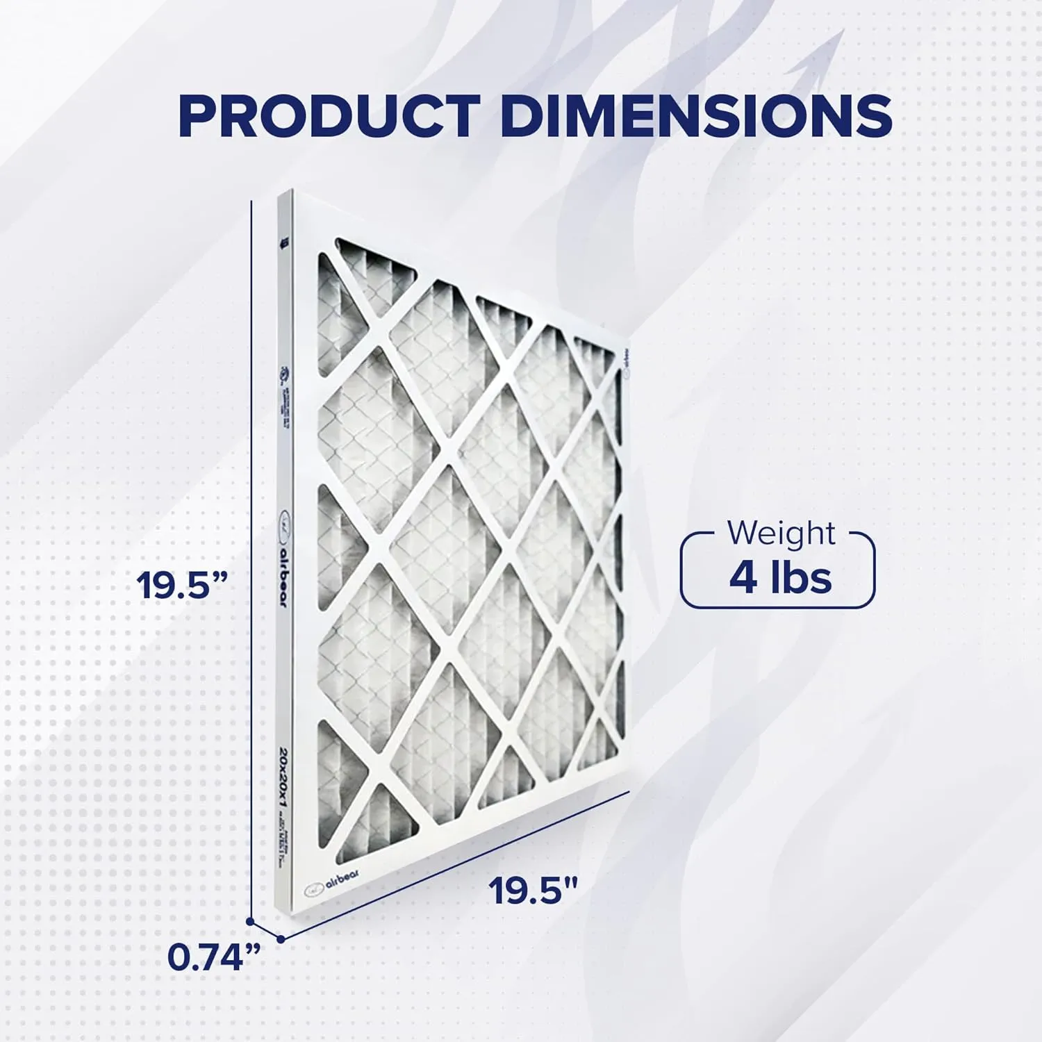 Trion MERV 8 Air Bear 20 x 20 x 1" High Efficiency High Dust Holding Capacity Pleated HVAC Filter with Durable Double Wall Frame Design, 6 Pack