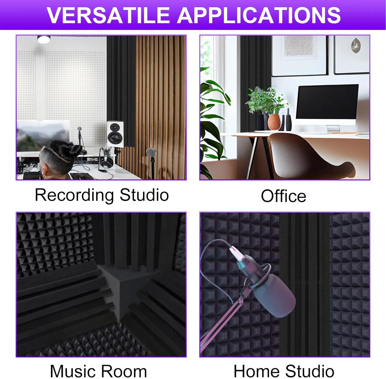 TroyStudio Bass Traps - 12 Pcs 4 X 4 X 12 Inches Dense Thick Studio Bass Foam Corner, Acoustic Treatment Panel Absorbing Echo Reverb, Low Frequency Sound Absorber for Music Room Home Recording Studio