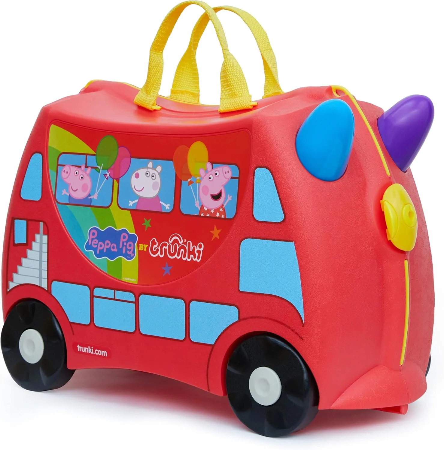 Trunki x Peppa Pig Ride-On Kids Suitcase - Carry-on Approved Kids Luggage, 18L Kids Travel Bag, Kids Suitcases on Wheels for Girls and Boys, Lightweight Cabin Hand Luggage with Tow Strap