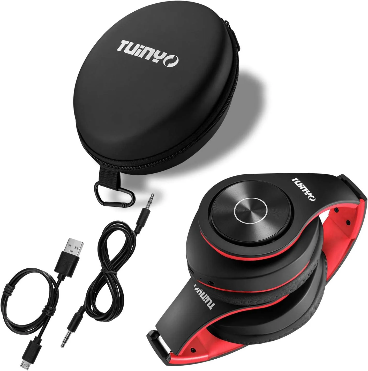 TUINYO Wireless Bluetooth Headphones - Over Ear Stereo Headset with 40H Playtime, Deep Bass, Memory-Protein Earmuffs, Mic, Wired Mode - Compatible with PC, Cell Phones, TV