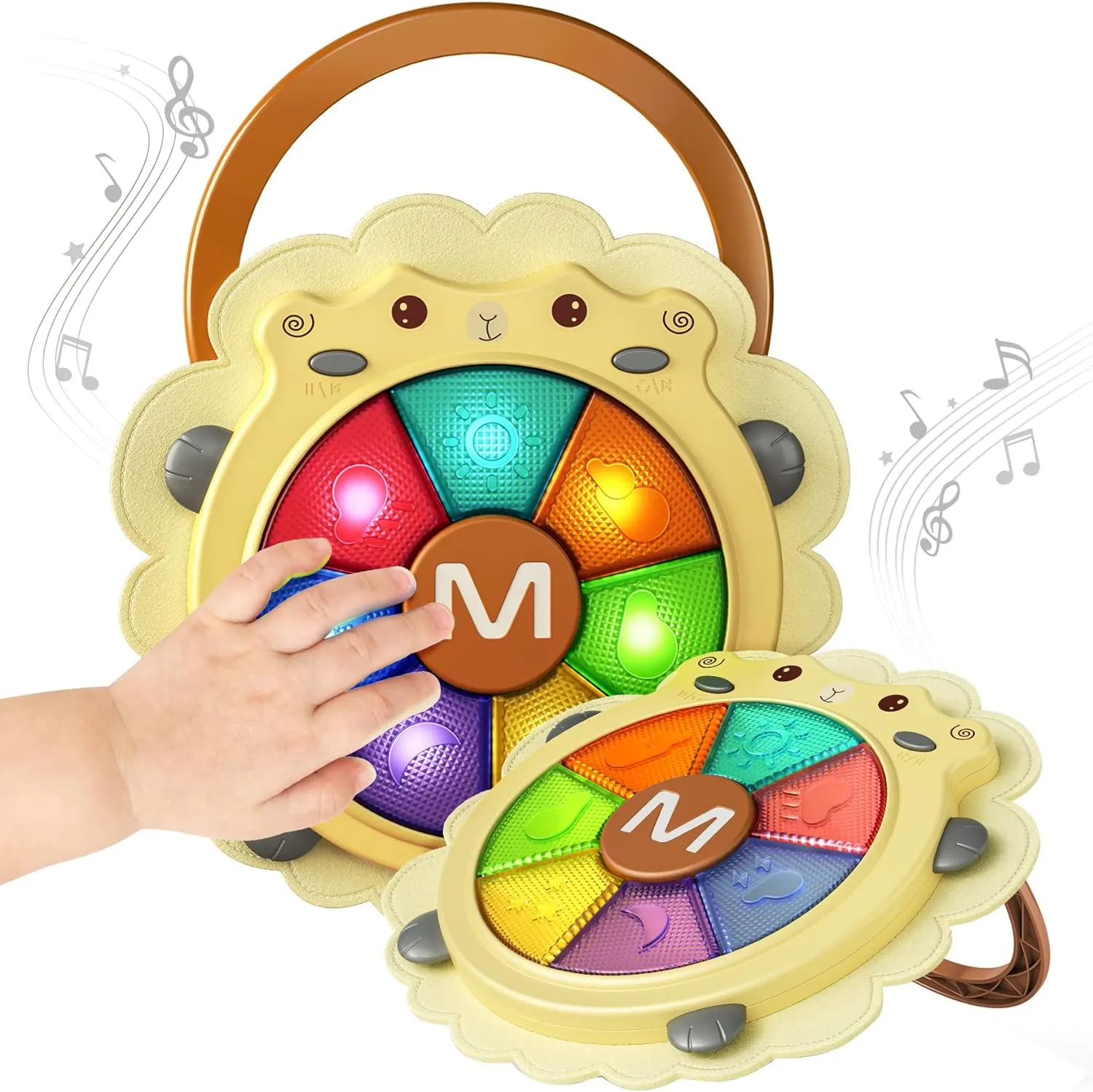 Tumama Baby Musical Drum, Light Up Toy with Sound and Light, Musical Instrument Game, Sensory Activity Learning Educational Kid Toy, Christmas Birthday Gift for Toddler 18 Months , Sheep