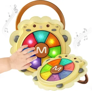 Tumama Baby Musical Drum, Light Up Toy with Sound and Light, Musical Instrument Game, Sensory Activity Learning Educational Kid Toy, Christmas Birthday Gift for Toddler 18 Months , Sheep
