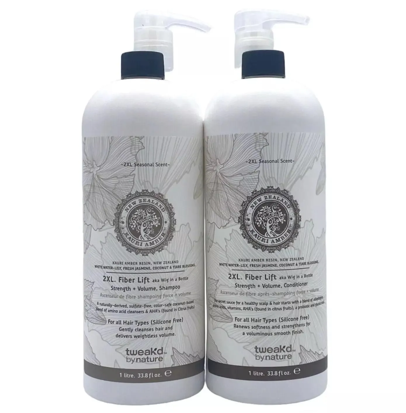 Tweak'd by Nature 2XL Fleur Blanc aka Wig in a Bottle Supersize Hair Care Set, 33.8 fl oz Shampoo and Conditioner, 2XL