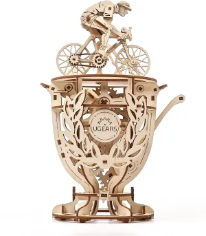 UGEARS Automaton Cyclist 3D Puzzle - Self-Assembly 3D Wooden Puzzles Idea Classic Tour De France Cup Bicycle Wood Model Kit - Creative 3D Puzzles for Adults - DIY Cyclists Gifts