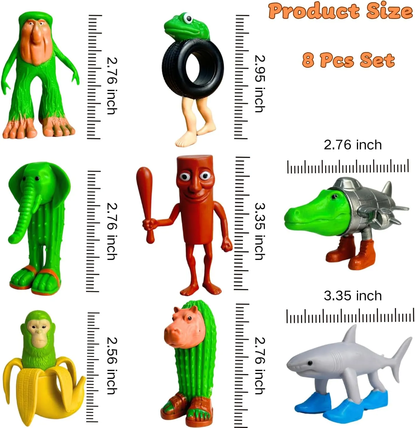 ULTHOOL Tralalero Tralala Action Figure, 8PCS Italian Brainrot Meme Shark Figures Toys, Collectible Animals Figurine Doll Gifts for Fans