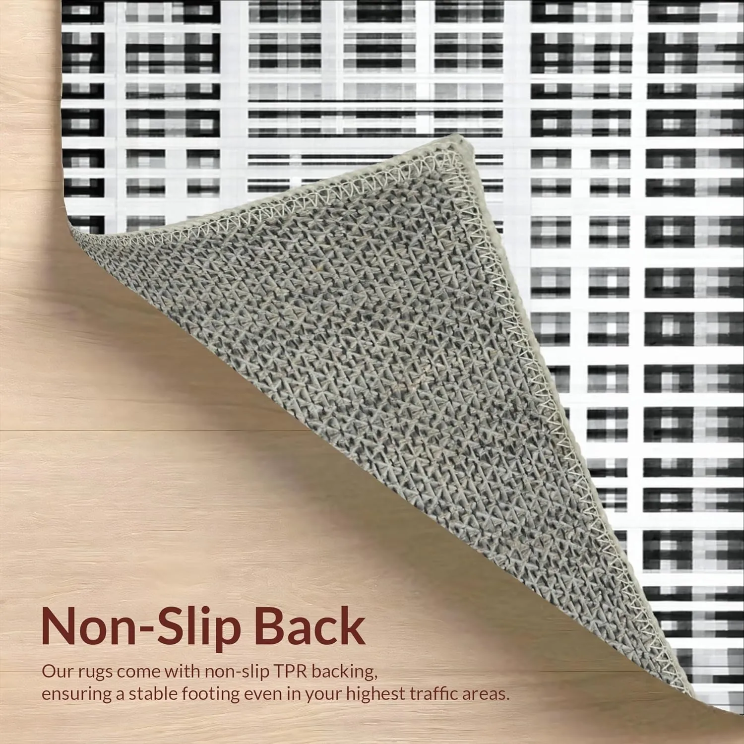 Ultra Soft Area Rug 3x5, Non Slip, Stain Resistant, Washable Area Rugs for Living Room, Bedroom, Striped Rug with Contemporary Black-White Patterned Lines and Graphic Edge (Gray, 3x5)