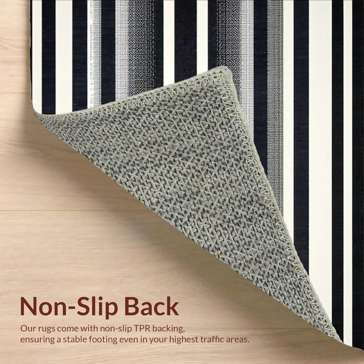 Ultra Soft Area Rug 6x9, Non Slip, Stain Resistant, Washable Area Rugs for Living Room, Bedroom, Urban Edge Rug Showcasing Sleek Pinstripe Graphics and Monochrome Wave Elements (Black, 6x9)
