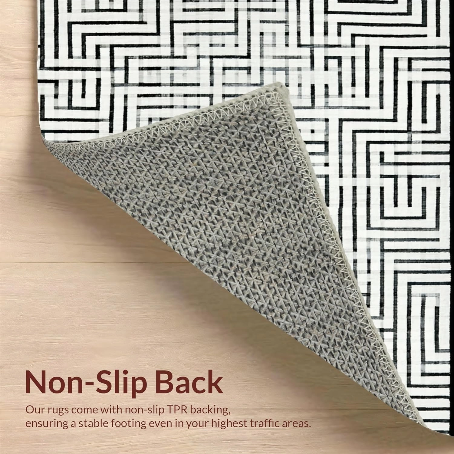 Ultra Soft Area Rug 4x6, Non Slip, Stain Resistant, Washable Area Rugs for Living Room, Bedroom, Industrial Edge Rug Showcasing Sleek Parallel Stripes and Artistic Line Play (White, 4x6)