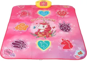 Unicorn Dance Mat Toys With LED Lights, Adjustable Volume Built-in Music, 9 Keys, 6Modes, Memory & Piano Functions, Musical Dancing Game, Easy To Clean & Fold,Non-Slip Surface, Battery Powered(Pink)