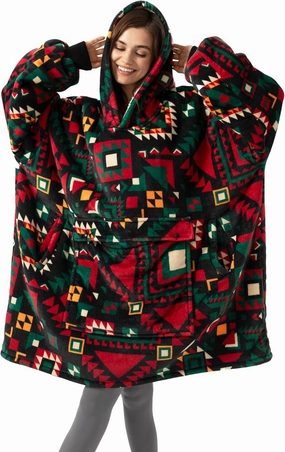 UNIQUEBELLA Wearable Blanket Hoodie with Boho Style, Extra Thick Oversized Flannel Sweatshirt Blanket with Giant Hood Pocket