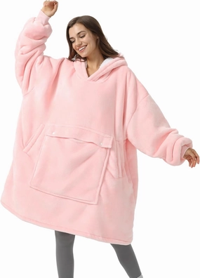 UNIQUEBELLA Wearable Blanket Hoodie with Boho Style, Extra Thick Oversized Flannel Sweatshirt Blanket with Giant Hood Pocket