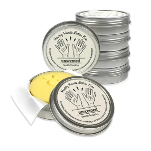 Unscented Natural Beeswax & Shea Butter 6x (1.15oz) Hand Made Solid Lotion Bars in tins- Moisturize & Protect Dry Skin - for Women & Men, Work & Home Pack Bundle Set