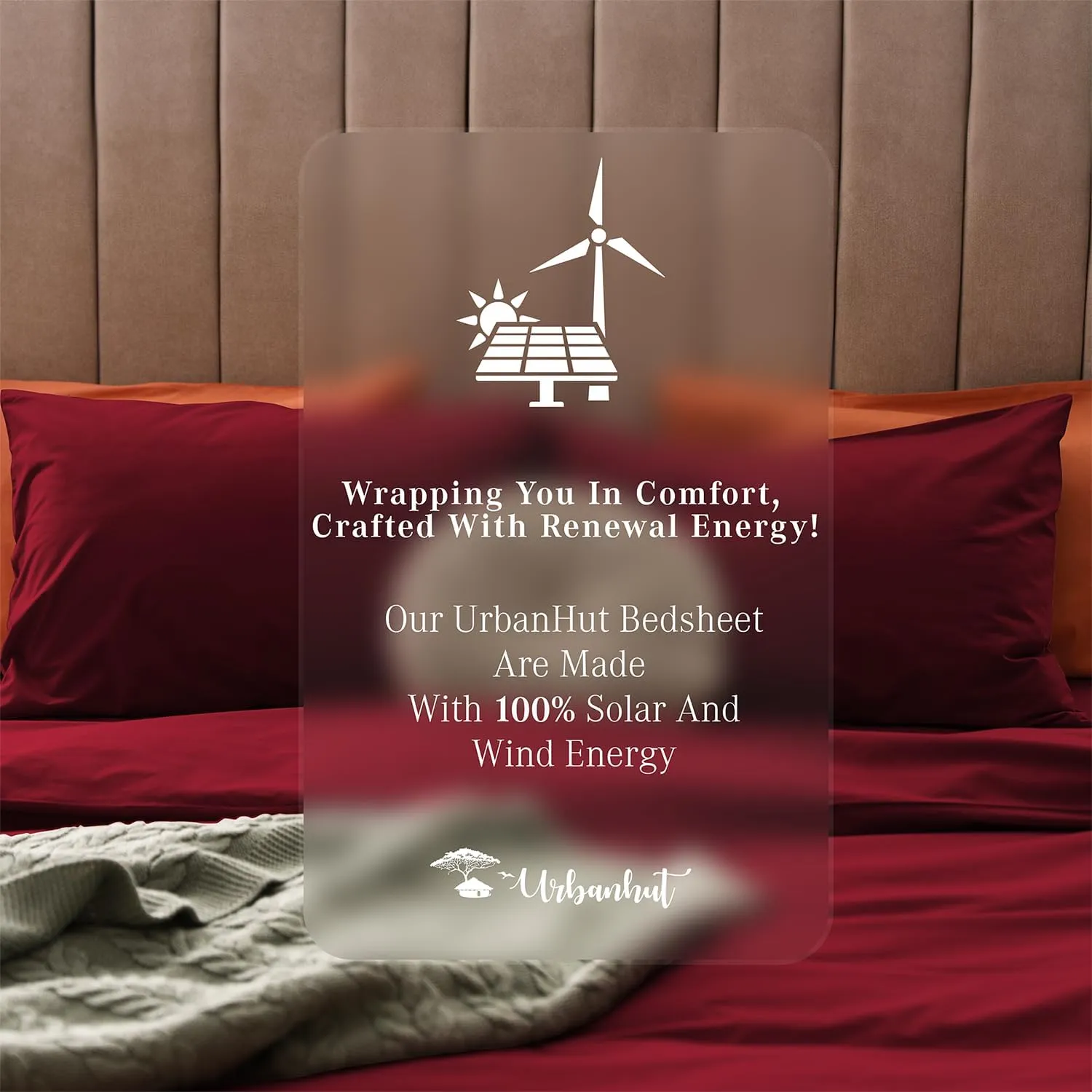 URBANHUT 800 Thread Count Egyptian Cotton Sheets Set King Size, Long Staple Sheets, Soft & Breathable, 4 Pc Bed Sheet Sets For King Size Bed, Luxury Hotel Sateen Sheets Fits 16" Deep Pocket - Burgundy