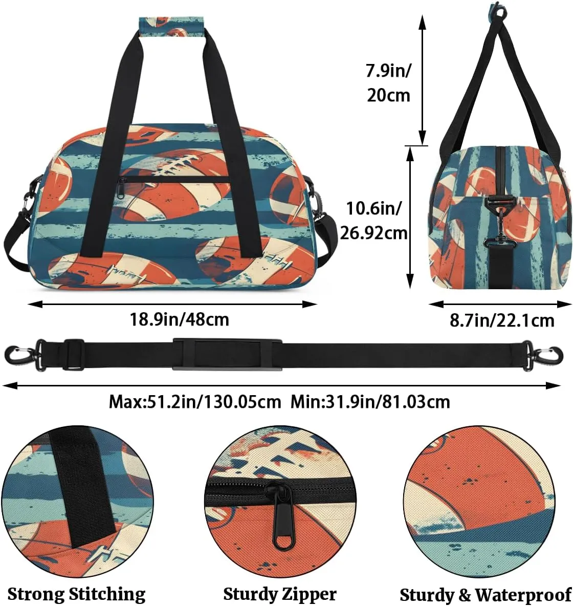 USA Soccer Kids Overnighter Duffel Bags for Boys, Carry-On Size Sports Gym Bag with Front Zipper Pocket for School Practice or Overnight Travel Weekender Sleepover Tote Bag